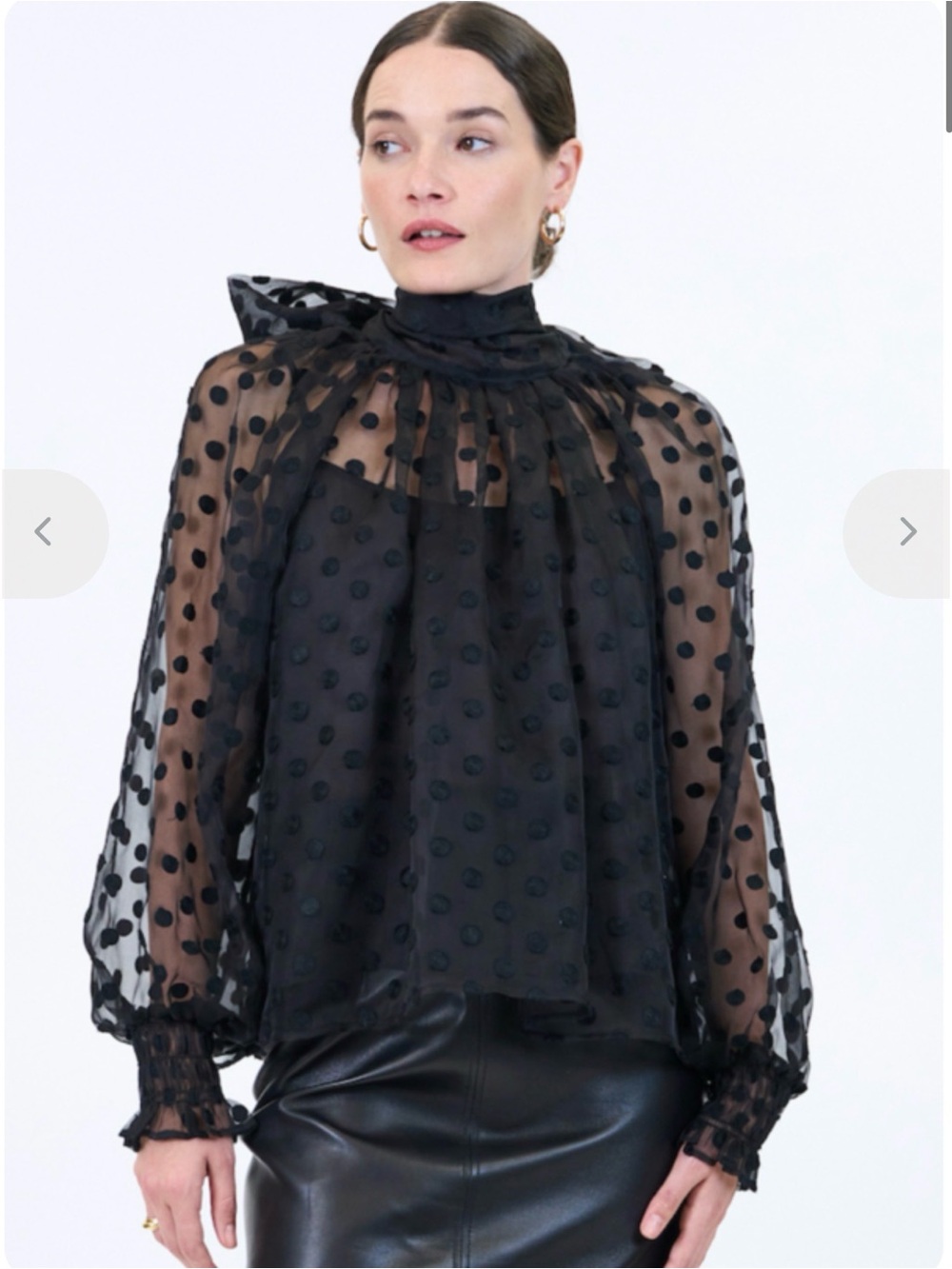 HUNTER BELL Black Sheer Polka Dot CAMILLA TOP